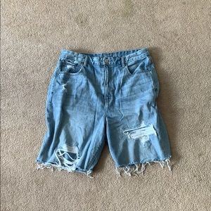 American eagle long denim mom shorts
